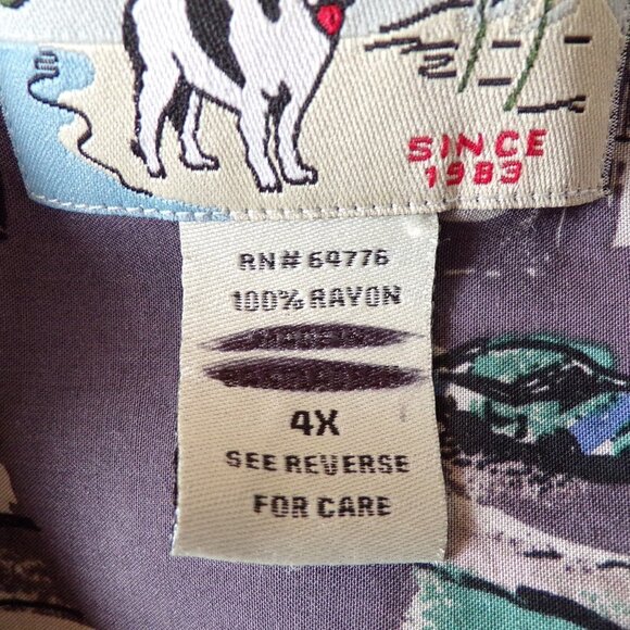 Authentic Big Dogs Speedway Graphic Men's 4X Casual Short Sleeve Button Shirt - Picture 7 of 8